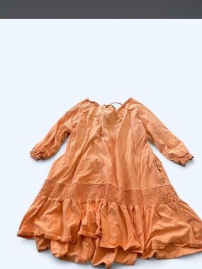 Free People Orange Tiered Smocked Hem Dress
